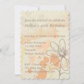 Sketched Floral on Watercolor Splats Birthday Einladung (Rückseite)