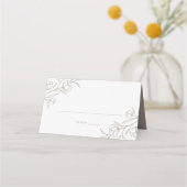 Sketched Floral Taupe Wedding Platzkarte (Vorderseite)