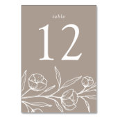Sketched Floral Taupe Wedding Tischnummer (Vorderseite)