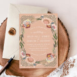 Sketched Flowers Unique Taupe Wedding Invitation<br><div class="desc">A unique take on floral wreath with touches of peach and maroon over a tan taupe background (customize the background color to any of your choice); original illustration by Becky Nimoy.</div>