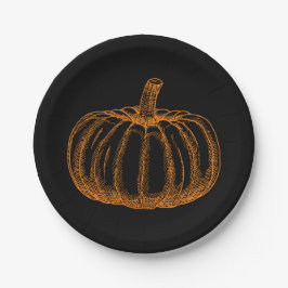 Sketched Halloween Pumpkin Pappteller