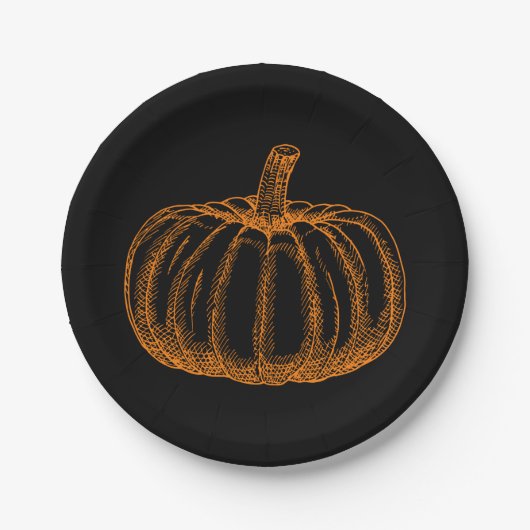 Sketched Halloween Pumpkin Pappteller (Vorderseite)