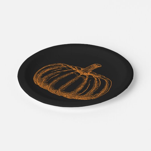Sketched Halloween Pumpkin Pappteller (Schrägansicht)