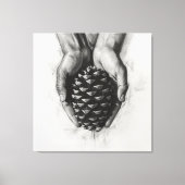 Sketched Hands with Pinecone Leinwanddruck (Vorderseite)