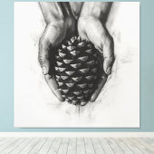 Sketched Hands with Pinecone Leinwanddruck (Insitu (Holzboden))