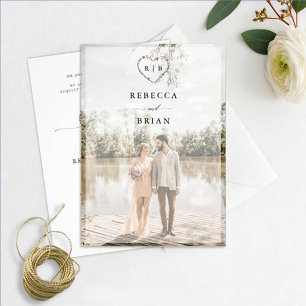 Sketched Heart Calligraphy Romantic Foto Wedding Einladung