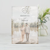 Sketched Heart Calligraphy Romantic Foto Wedding Einladung (Stehend Vorderseite)