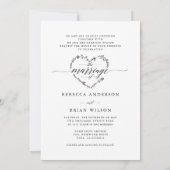 Sketched Heart Calligraphy Romantic Foto Wedding Einladung (Rückseite)