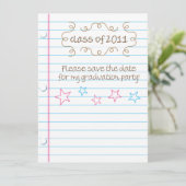Sketched Loose Leaf Graduation Party Einladung (Stehend Vorderseite)