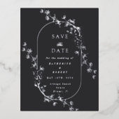 Sketched Modern Floral Wedding Foil Invitation Folie Einladungspostkarte (Vorderseite)