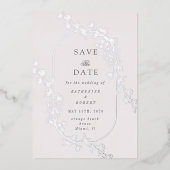 Sketched Modern Floral Wedding Foil Invitation Folieneinladung (Vorderseite)