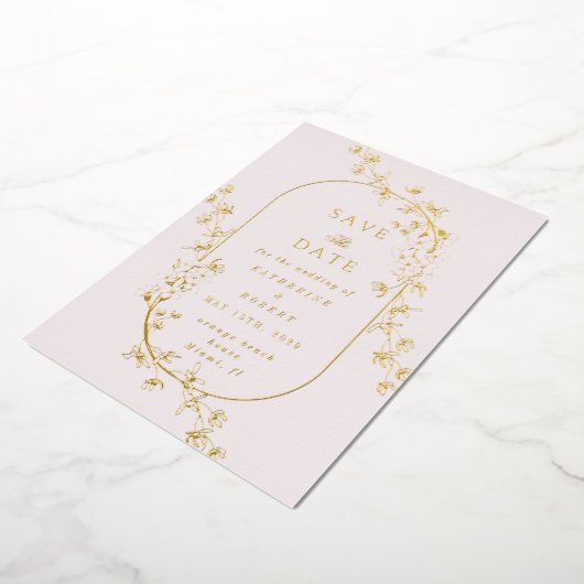 Sketched Modern Floral Wedding Foil Invitation Folieneinladung (Gedreht)