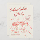 Sketched New Years Eve Party Invitation Einladung (Vorne/Hinten)