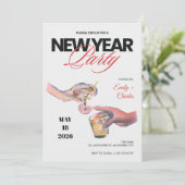 Sketched New Years Eve Party Invitation Einladung (Stehend Vorderseite)