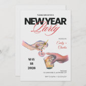 Sketched New Years Eve Party Invitation Einladung (Vorne/Hinten)