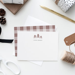 Sketched Pines Personalized Holiday Stationery Mitteilungskarte