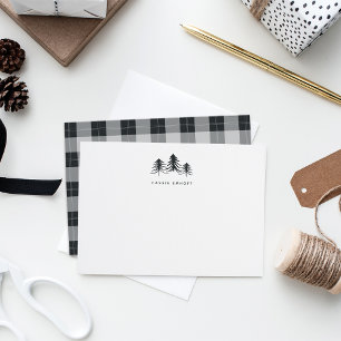 Sketched Pines Personalized Holiday Stationery Mitteilungskarte