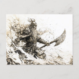 sketched representation of a Viking god Postkarte