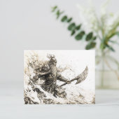 sketched representation of a Viking god Postkarte (Stehend Vorderseite)