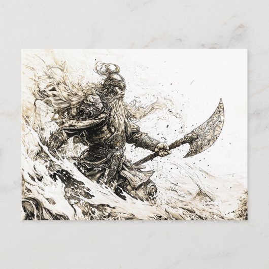 sketched representation of a Viking god Postkarte (Vorderseite)