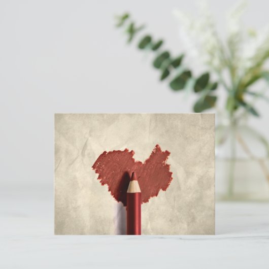 Sketched Scribbled Heart Postkarte (Stehend Vorderseite)