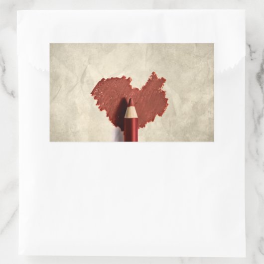 Sketched Scribbled Heart Rechteckiger Aufkleber (Tasche)