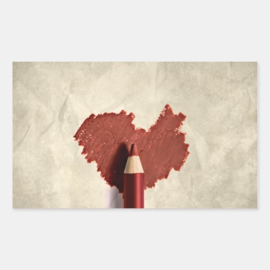 Sketched Scribbled Heart Rechteckiger Aufkleber (Vorderseite)