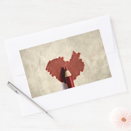 Sketched Scribbled Heart Rechteckiger Aufkleber (Umschlag)