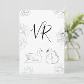 Sketched Swan und Floral Save the Date (Stehend Vorderseite)
