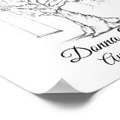 Sketched Wedding Fingerprint Tree Poster (Ecke)