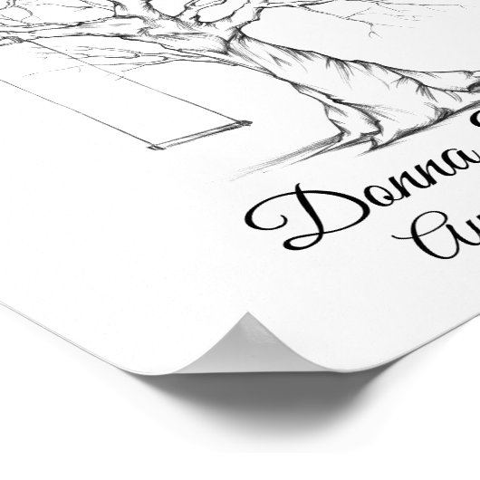 Sketched Wedding Fingerprint Tree Poster (Ecke)