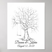 Sketched Wedding Fingerprint Tree Poster (Vorne)