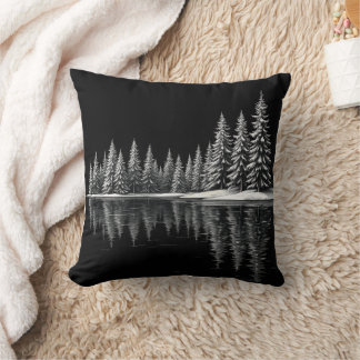Sketched Winter Lake Throw Kissen