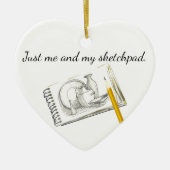 Sketching ist mein Hobbyherz geformt Keramik Ornament (Vorne)