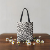 Sketchy Black Doodle Pattern auf Beige Tasche