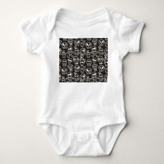 Sketchy Black Skull Nahtlose Tapete Baby Strampler