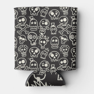 Sketchy Black Skull Nahtlose Tapete Dosenkühler