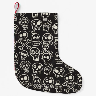 Sketchy Black Skull Nahtlose Tapete Kleiner Weihnachtsstrumpf