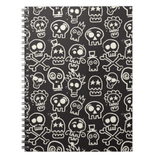 Sketchy Black Skull Nahtlose Tapete Notizblock
