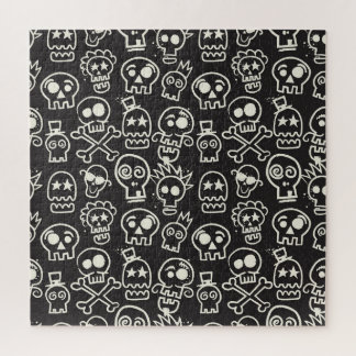 Sketchy Black Skull Nahtlose Tapete Puzzle