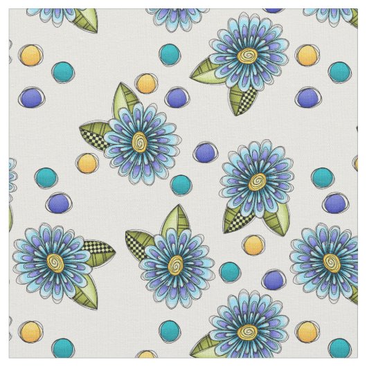 Sketchy Blue Blume Stoff (Nahaufnahme)