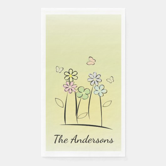 Sketchy Blume Blumenhandtuch Napkins Serviette (Vorderseite)