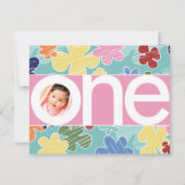 Sketchy Blume Erster Geburtstag Rosa Einladung (Vorderseite)