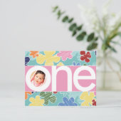 Sketchy Blume Erster Geburtstag Rosa Einladung (Stehend Vorderseite)