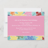 Sketchy Blume Erster Geburtstag Rosa Einladung (Rückseite)