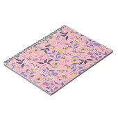 Sketchy Blume Herz Birds Reben Rosa Notizblock (Linke Seite)