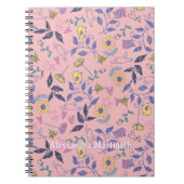 Sketchy Blume Herz Birds Reben Rosa Notizblock (Vorderseite)