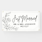Sketchy Blume Just Married Car Banner (Horizontal)