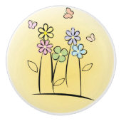 Sketchy Blume Keramik Stift oder Knochen Keramikknauf (Vorderseite)