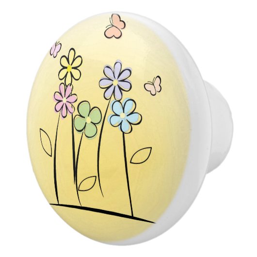 Sketchy Blume Keramik Stift oder Knochen Keramikknauf (Rechts)